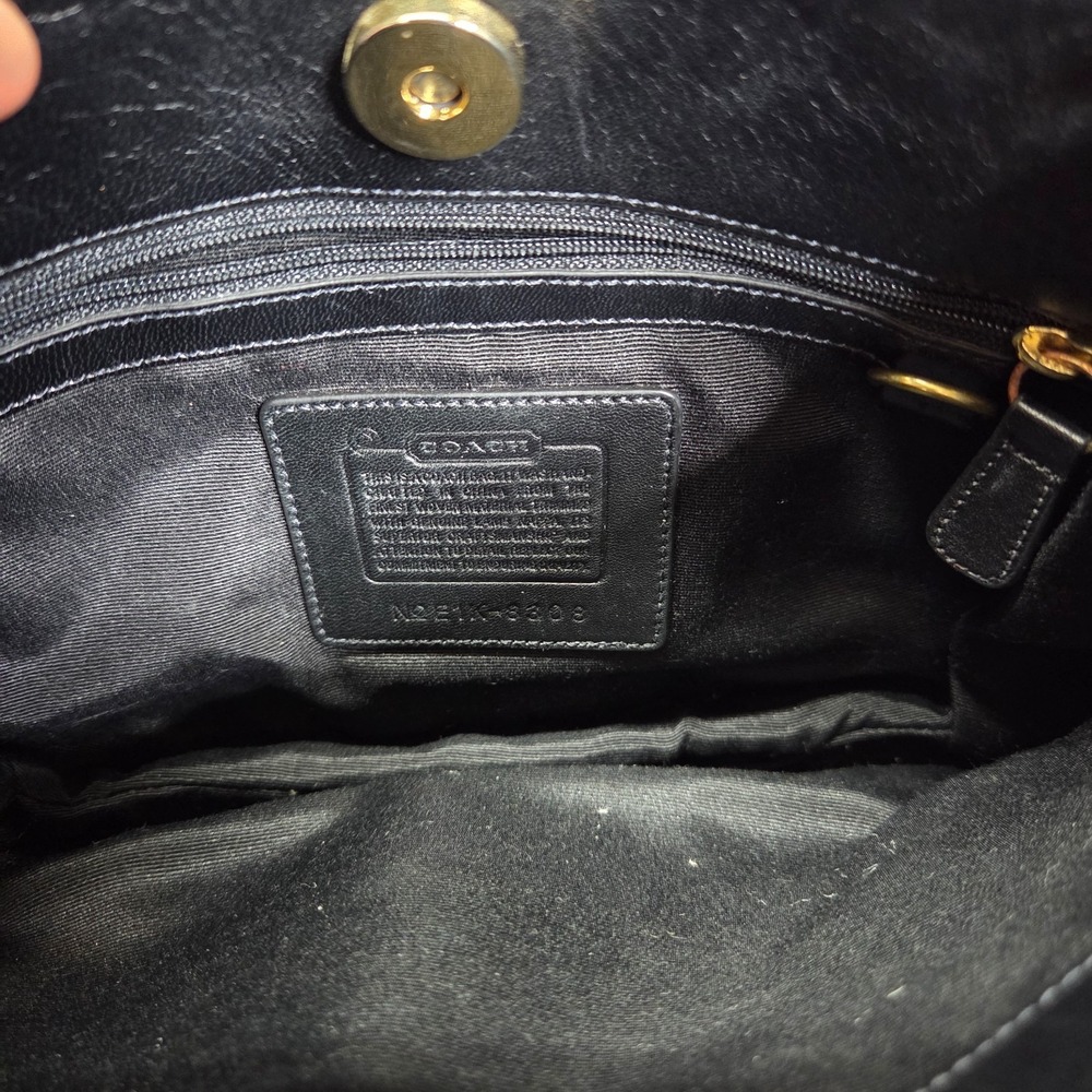 Coach Small Hobo Shoulder Bag Charcoal Gray‎ Wool Tweed Black Leather 8308 Y2K - Picture 12 of 16